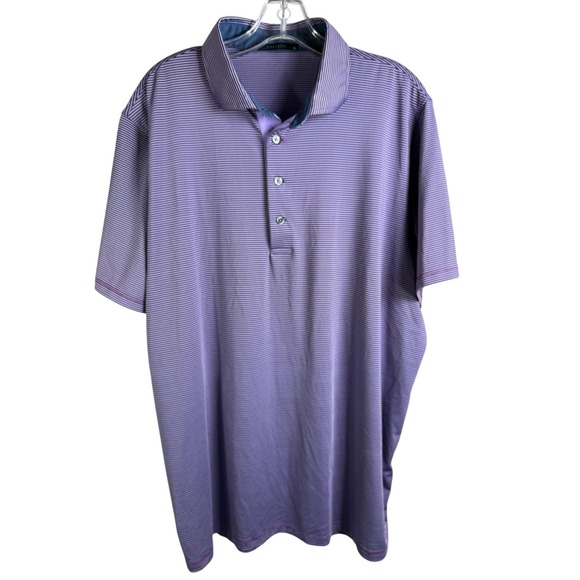 Greyson Other - Greyson Polo Shirt Mens XL Purple Stripe Performance Golf Stretch Wolf Logo